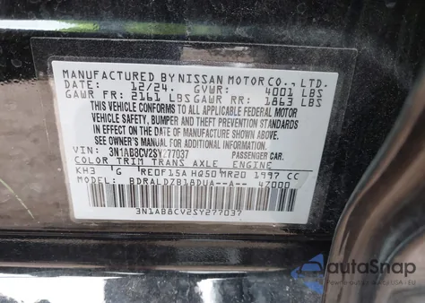 2025 Nissan Sentra Sv from USA, damaged, VIN 3N1AB8CV2SY277037